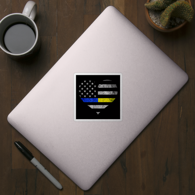 Thin Blue Gold Line - 911 Dispatcher - Police Officer by bluelinemotivation